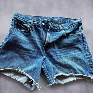 Old Navy Womens Size 12 High Waisted Denim Cut Off Shorts Medium Wash Raw Hem
